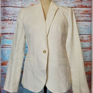 J. Crew Campbell single nautical anchor button lined  linen blazer sz 8